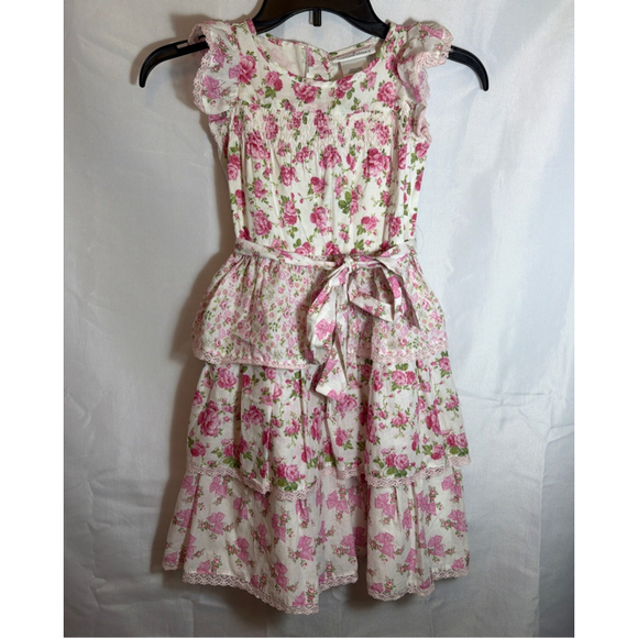 American Girl Other - American Girl LoveShackFancy Tiered Floral Dress Sz 5 Bows Garden Party Romance